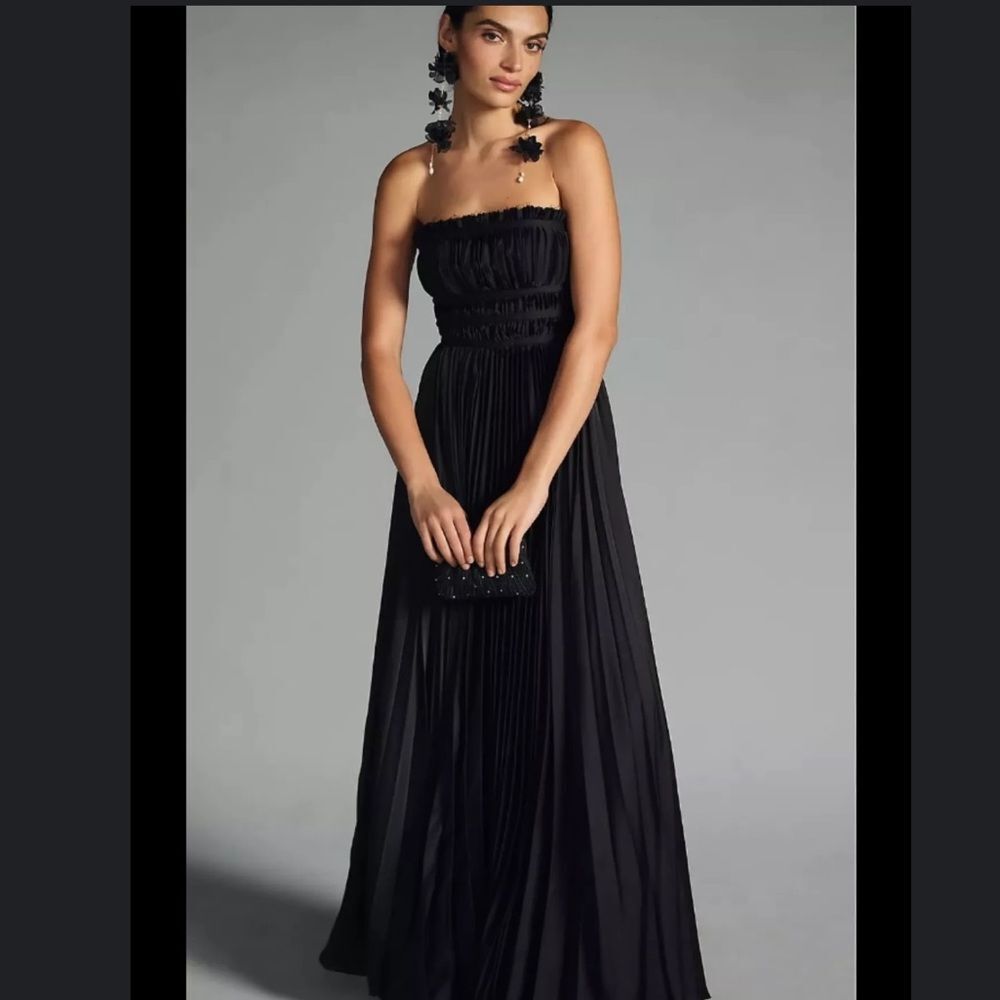 Anthropologie Hutch Sabine Strapless Pleated Maxi Dress Size 2